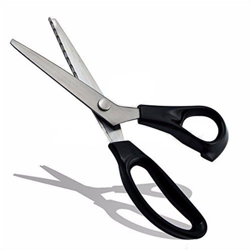 Xemz Dressmaking Sewing Craft Scissors, Professional Stainless Steel Pinking Shears Comfort Grip, Serrated & Scalloped Blades Cut Tailor Decorative Tool - Fabrics Leather Paper Craft (Serrated 7mm) - Image 3